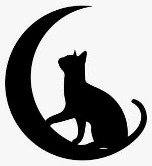 Catmoon Logo - Cat And Moon Silhouette