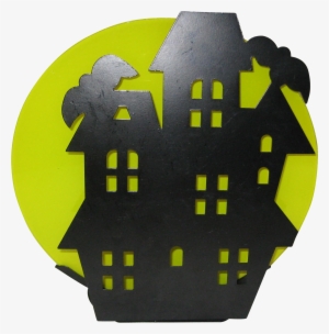 Haunted House Black Metal Silhouette Votive Candleholder - Emblem