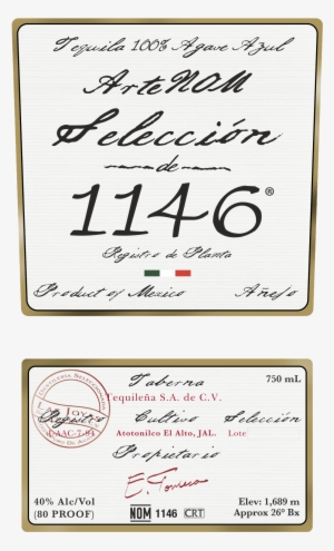Label (png) - Selección Artenom 1580 Blanco Tequila - 750 Ml Bottle