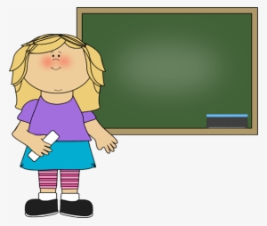 Girl Standing At Chalkboard - Maximizing The Use Of Overhead Projector