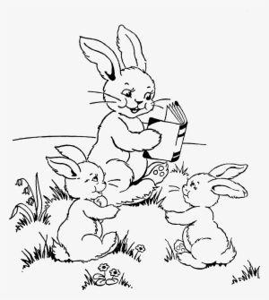 New Baby Digital Stamps - Three Rabbits Clipart Black And White