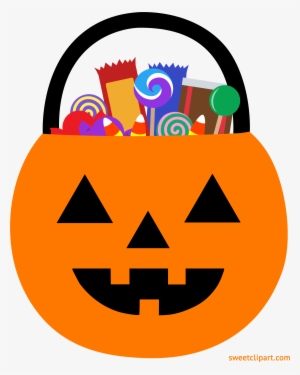 Halloween Pumpkin Pail With Candy - Jack O Lantern Drawing
