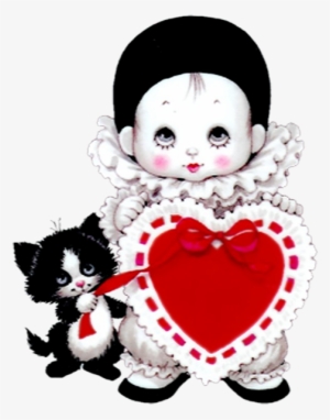 Cute Mime With Heart And Kitten Png Picture - Mensagem De Boneca