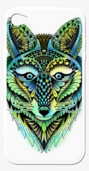 Water Color Ornate Foxy Wolf Head Ornate Drawing Rubber - Ornate Foxy Wolf Iphone 8 Slim Case