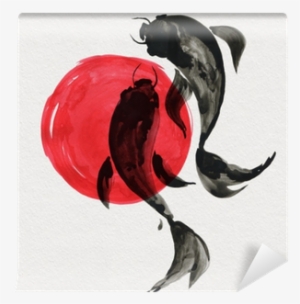 Koi Fishes In Japanese Painting Style - Japanese Culture