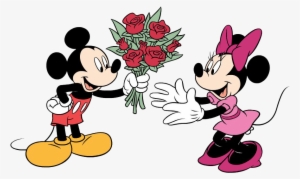 Minnie Mickey Roses2 - Mickey Mouse With A Rose