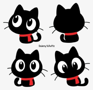 Chibi Winter Black Cat By Daieny On Deviantart Vector - Black Cat Kawaii Silhouette