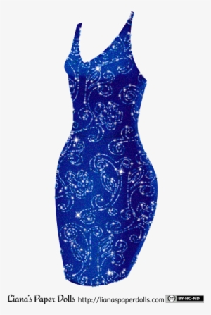 A Sleeveless Form-fitting Blue Dress With A Hemline - Dress