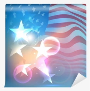 Shiny Stars On Waving American Flag Background - Star