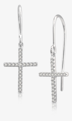 Holy Cross "dangling Style" Diamond Earrings In White - Earrings