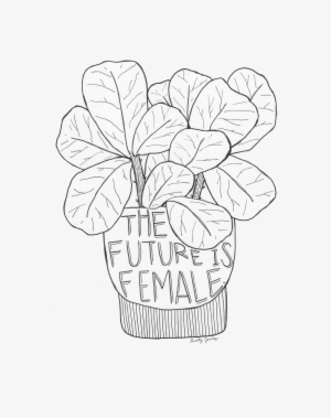 The Future Is Female Cute Fig Leaf Illustration By - Line Art