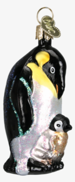 Emperor Penguin W/chick Ornament - Old World Christmas Emperor Penguin With Chick Glass