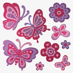 Aplique Ades Cartela Glitter Rosa Pink Borboleta - Brush-footed Butterfly