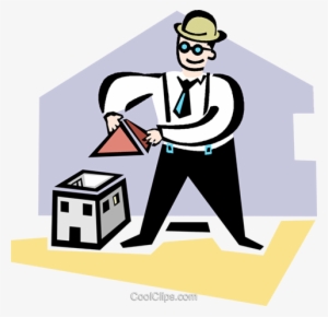 Architect Building A Model House Royalty Free Vector - Cartoon