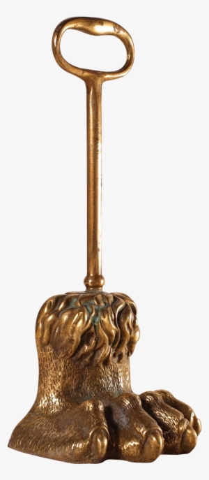 Victorian Brass Lion Paw Door Stop - Handbell
