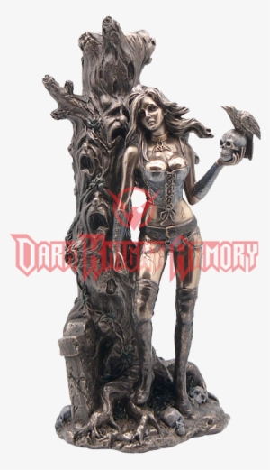 Bronze Gothic Girl By Ghost Tree Statue - Veronese Bronze Gothic Girl Statue By Ghost Tree