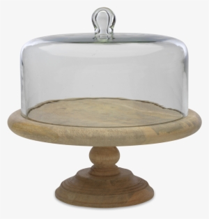 Mango Wood Cake Stand With Recycled Glass Dome - Nkuku - Recycled Glass Dome Cake Stand