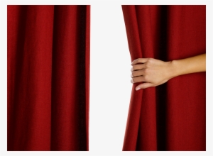 Hand Opening Red Curtain - Peak Behind The Curtain