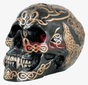 Black Celtic Skull - Celtic Skull, Grey, Artwork, By Pacific Giftware