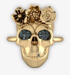 Yellow Gold Day Of The Dead Skull Ring - Ring