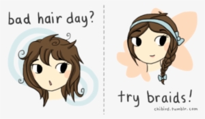 I'm Not Very Good At Drawing Braids Yet - Cartoon Bad Hair Day