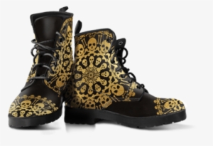 Skull Obsession Women's Leather Boots - Snoopy Mandala