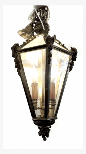 Late 19th Century Hanging Glass Pendant & Bronze Light - Sconce