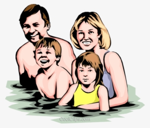 Family Swimming Royalty Free Vector Clip Art Illustration - Family Swimming Clip Art