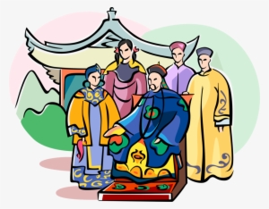 Vector Illustration Of Chinese Emperor And Imperial - Illustration