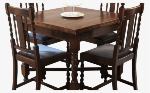 Antique English Draw Leaf Pub Dining Table And Chairs - Table