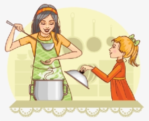Mother And Daughter Clipart Png - Mother In Kitchen Clipart