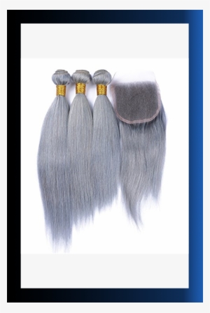 Ruma Hair Pure Gray Hair Weave 3 Bundles With 4×4 Lace