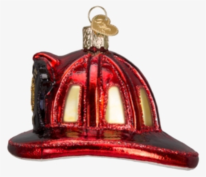 Fireman's Hat Glass Christmas Ornament