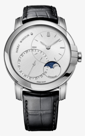 Midnight Date Moon Phase Automatic 42mm - Harry Winston Midnight Moon Phase 18k White Gold Leather