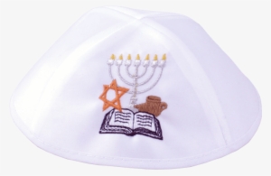 White With Menorah And Bible Embroidery - Hat