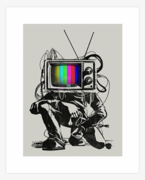 Retro Tv Colour Test Man Art Print - Cool Graphic Designs