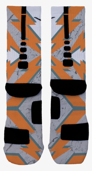 Orange Bolts Custom Nike Elites - Sock