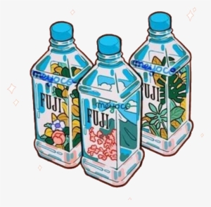 Water Fiji Fuji Cute Remix Remixit Blue Aesthetic Freet - Water Bottle Tumblr Png