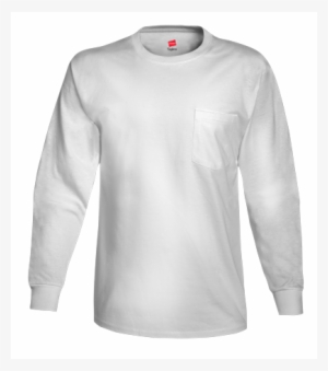 5596 Tagless® Long Sleeve T-shirt With Pocket - White T Shirt With Front Pocket