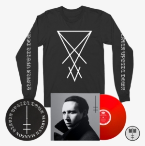 Deluxe Red Vinyl Long Sleeve T-shirt Bundle - Marilyn Manson Vinyl Heaven Upside Down