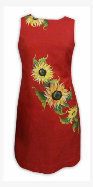 Sleeveless Red Sun Flower Dress - Pattern