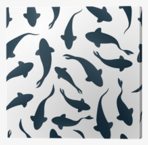 Seamless Pattern With Fish Silhouette Swimming On Light - Swimming Fish Silhouette