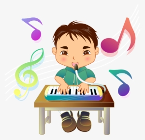 Cartoon Piano Child Playing Piano - 学生 学习 卡通