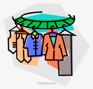 Clothes On A Clothes Rack Royalty Free Vector Clip - Dry Cleaning Clip Art