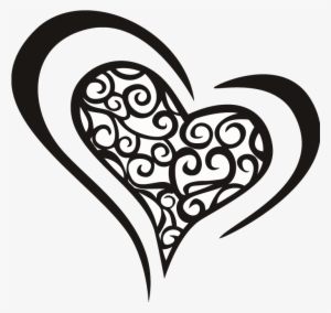 Love Heart Swirls Vector - Line Art