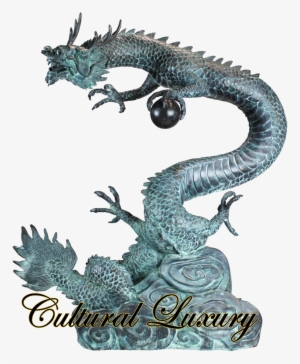 Asian Dragon With Oriental Power Orb Bronze Garden - Dragon Statue Asian