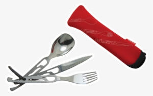 5 Functions Cutlery Set 'basecamp', Red - Baladeo Besteckset Basecamp Orange