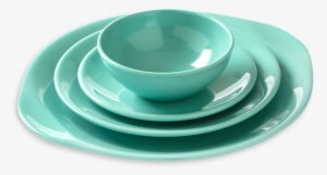 Russel Wright Melamine Tableware, Single Place Setting - Russel Wright Place Setting Set Aqua Residential Collection