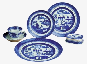 Mottahedeh Blue Canton 5 Five Piece Setting - Mottahedeh Blue Canton 5 Piece Place Set . Includes: