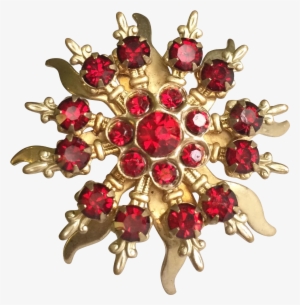 Vintage Red Rhinestone Starburst Brooch Found At Www - Pendant